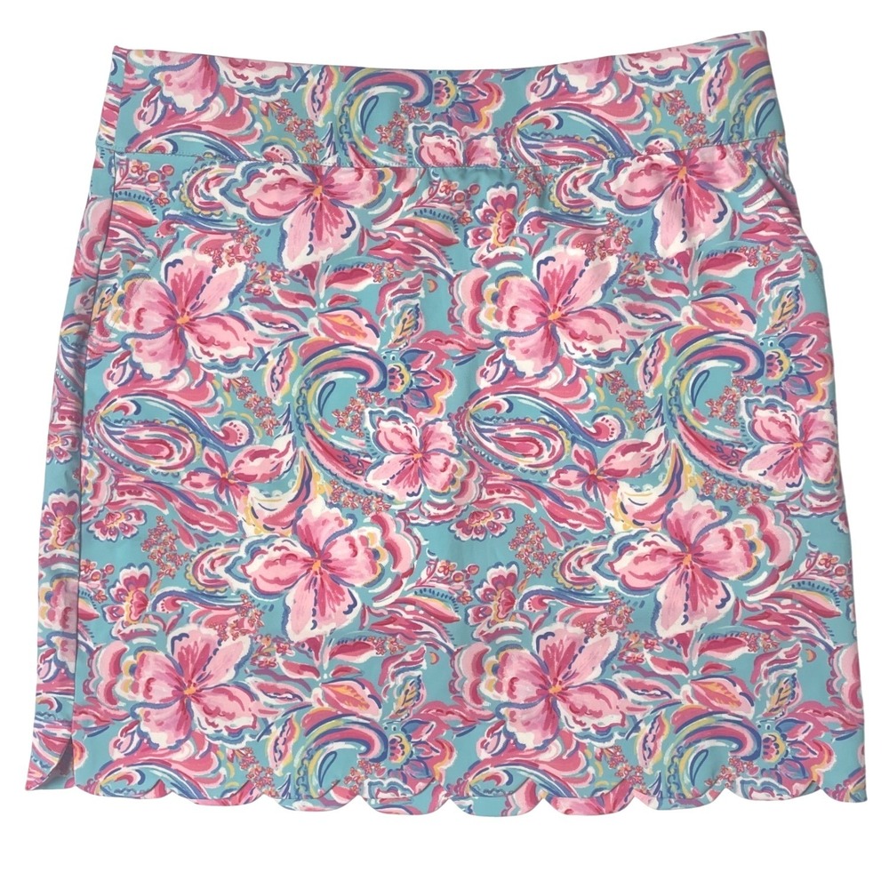 Stella Parker Scalloped Floral Paisley Pull On Active Skort Women's XL